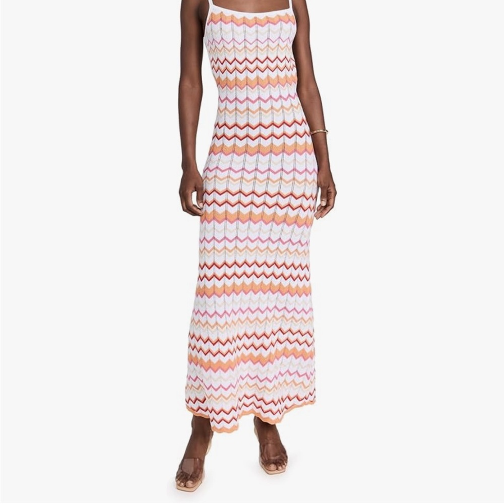 White and Orange Sleeveless Spaghetti Strap Maxi Sundress for Resort Wear